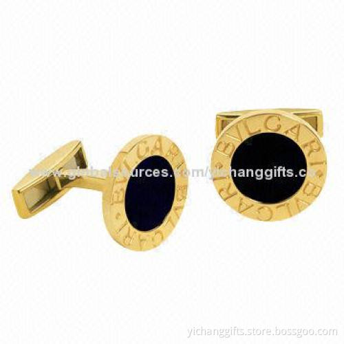 Gold-plated Cufflinks, Enamel or Soft Enamel (Epoxy and CZ Stones Optional)/High Quality/Good Price